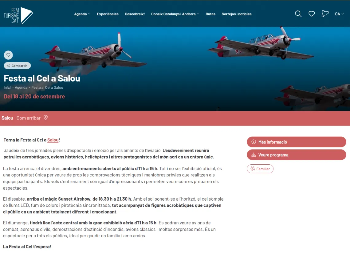 Fitxa d'una activitat a l'agenda de femturisme.cat