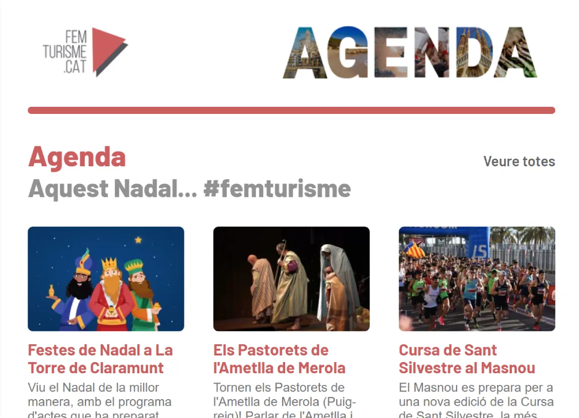 Newsletter de l'agenda de femturisme.cat enviada als subscriptors